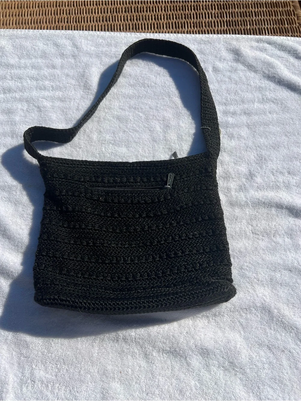 The Sak Black Crocheted Crossbody Shoulder Bag